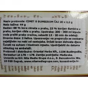 ČAJ OD CIMETA S ĐUMBIROM 20 x 2,2 g Cijena