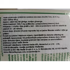 GINSENG GINKGO BILOBA ZELENI ČAJ 60 g  Cijena